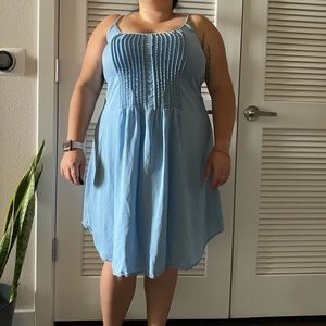 Hope & Harlow chambray sundress with pleated bib